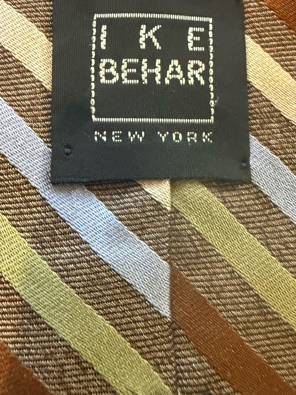IKE Behar New York Men's Brown Striped Silk Tie